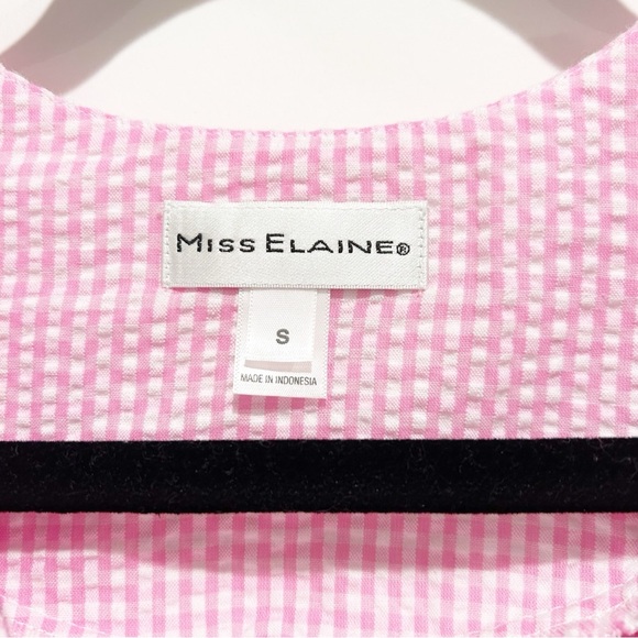 Miss Elaine Nightgown Robe Short Sleeve Snap Front Size Small Gingham Pink NWT - Picture 4 of 7